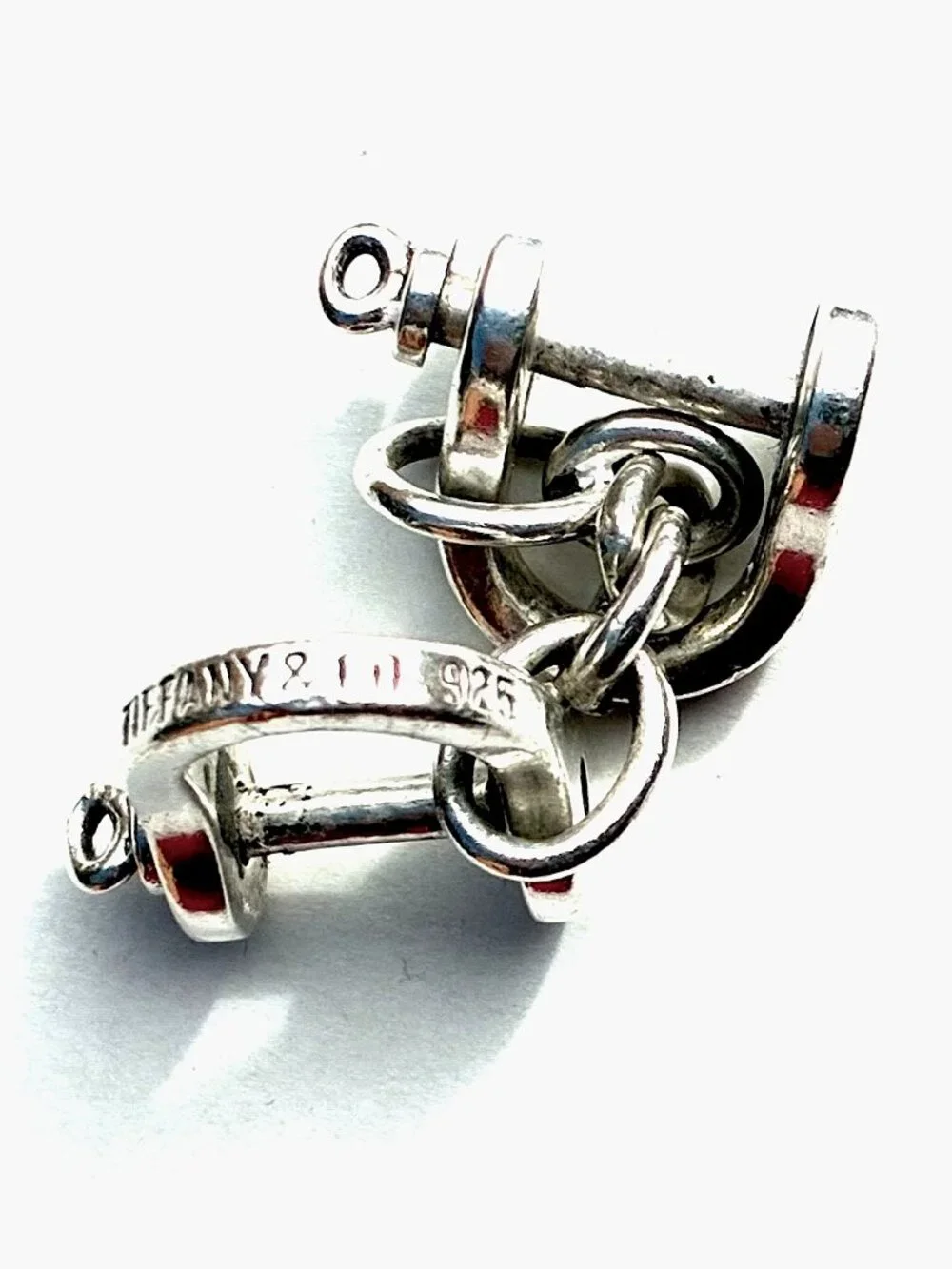 VTG Tiffany & Co 925 Sterling Silver Double Horse Shackle Valet Keychain